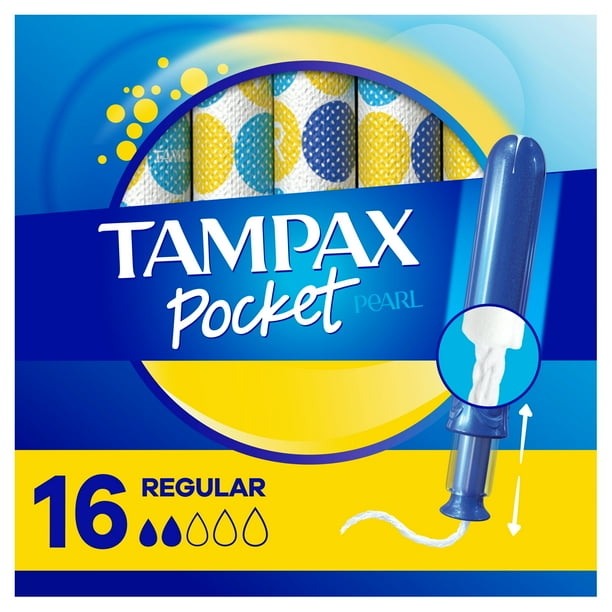 Tampax Pocket Pearl Tampons, Unscented, Regular Absorbency, 16 ct