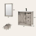 thumbnail image 2 of ChVans Farmhouse Bathroom Vanity with Sink & Faucet & Mirror, 36" Large Bathroom Vanity Cabinet Set with 3 Drawers and Sliding Barn Door, Freestanding Single Bath Storage Vanity Ceramic Sink,Grey, 2 of 8