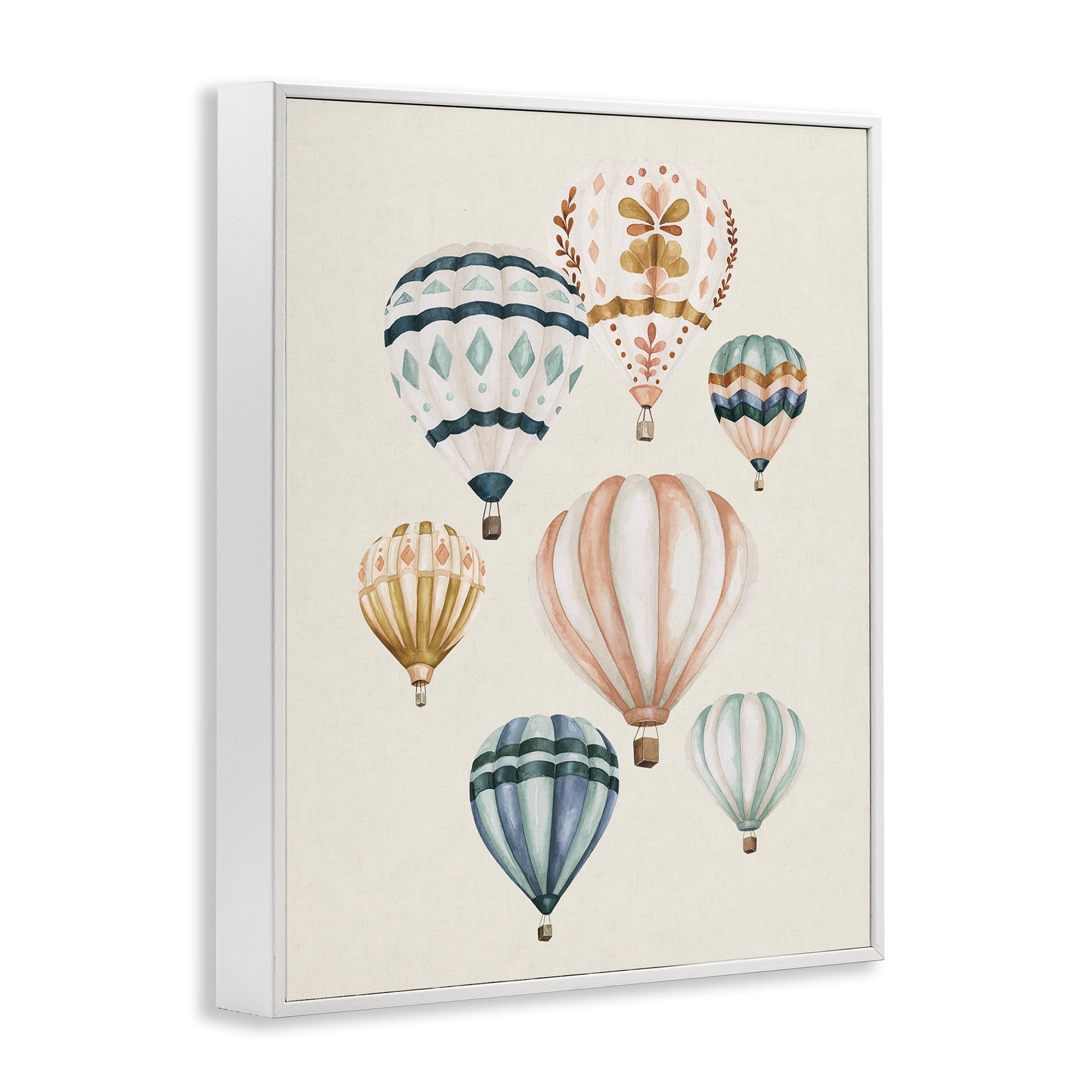 Stupell Industries Wanderlust Hot Air Balloons White Framed Giclee Art, design by Bethany Sandoval