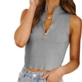 thumbnail image 2 of Womens Sleeveless Zipper Knit Crop Tops Short Knit Sweater Tops, 2 of 6