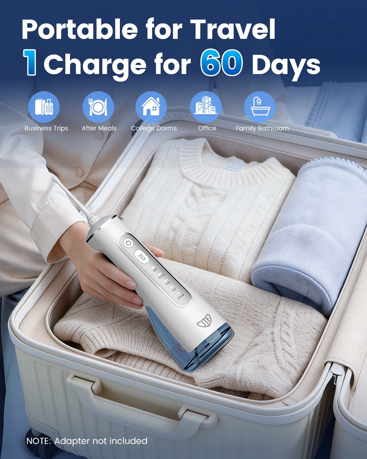 JTF Cordless Water Flosser for Teeth: 3 Modes & 10 DIY Pressure Levels Portable Oral Irrigator for Braces & Sensitive Gums with 9 Tips & 300ML Tank, Rechargeable Electric Dental Pick for Home Travel