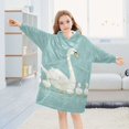 thumbnail image 5 of FORMRS Wearable Blanket Hoodie with Sleeves for Kids Cozy Flannel Sweatshirt, White Cartoon Swan, 5 of 7