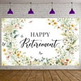 thumbnail image 2 of Gold Border Happy Retirement Banner Green Floral Retirement Party Banner Blue Gold Confetti Watercolor Celebration Banner for Retirement Party Indoor Event Photo Shoot, 2 of 9