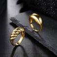 thumbnail image 2 of NUNCAD 4PCS 14K Gold Plated Chunky Rings Minimalist Dome Croissant Twisted Braided Statement Ring Set for Women Size 6-9, 2 of 5