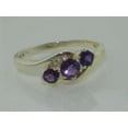 thumbnail image 6 of LBG British Made 10k White Gold Natural Amethyst Womens Trilogy Ring - 33 size options - Size 9.25, 6 of 7