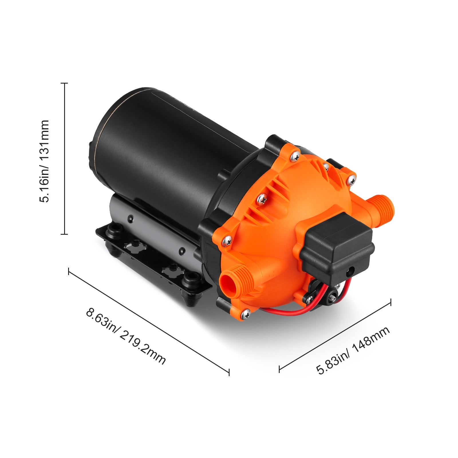 KFFKFF 12V Water Pressure Diaphragm Pump, 70 PSI (Adjustable from 40 to 100 PSI) 17A Self-Priming Pump with 5.5 GPM for Boat RV, 216W