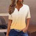thumbnail image 2 of Ashirexll Shirts for Women, Womens Short Sleeve Tops, Casual Gradient Short Sleeve V-Neck Top Blouse, 2 of 5
