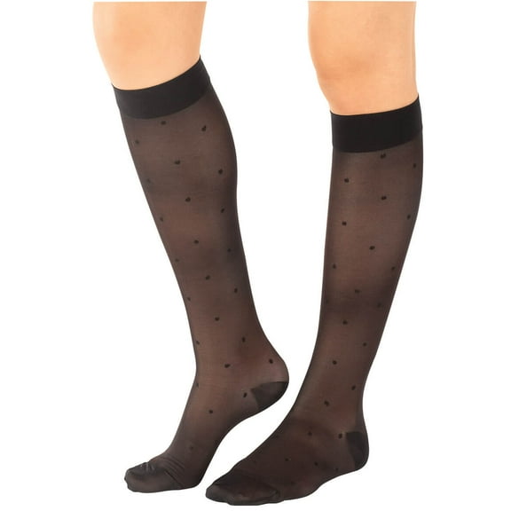 Silver Steps Sheer Compression Dot Knee Highs 15-20mmHg