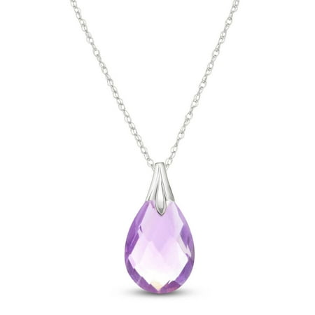 Galaxy Gold 3 ct 14k Solid White Gold Necklace Natural Briolette Amethyst