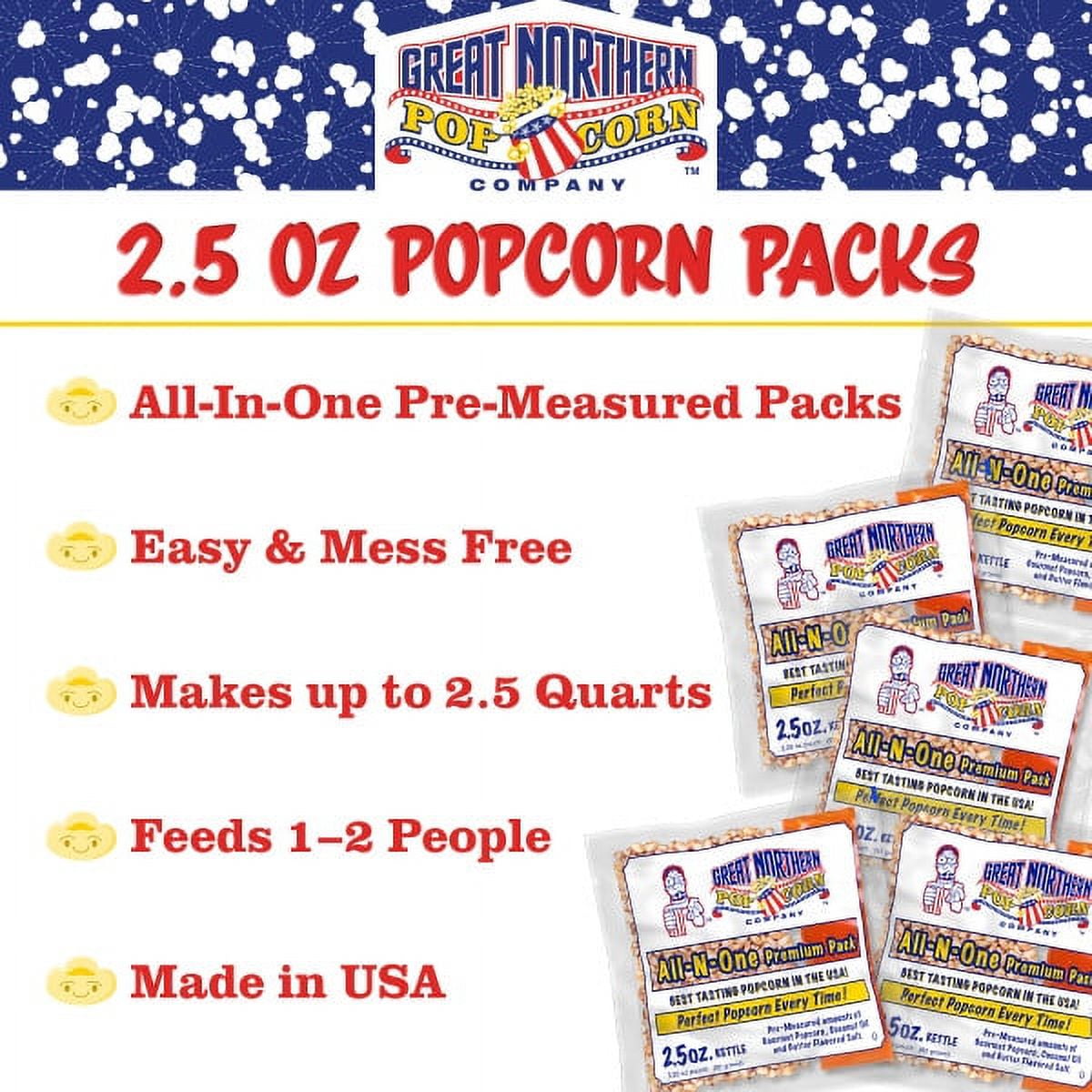 2.5oz Popcorn Kernel Packs for Popcorn Machine, 24 Case