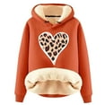 thumbnail image 2 of Njoeus Womens Oversized Hoodies Winter Warm Fleece Sweatshirts Long Sleeve Sherpas Lined Pullover Sweater Leopard Heart Printed Fall Outfits Christmas Gifts for Women Orange XL, 2 of 5