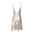 thumbnail image 5 of DHFJKG Side Slit Nightgowns For Women Silk Satin Cowl Neck Spaghetti Strap Mini Sleep Dress Backless Summer Fashion Loungewear Soft Home Clothes, 5 of 6