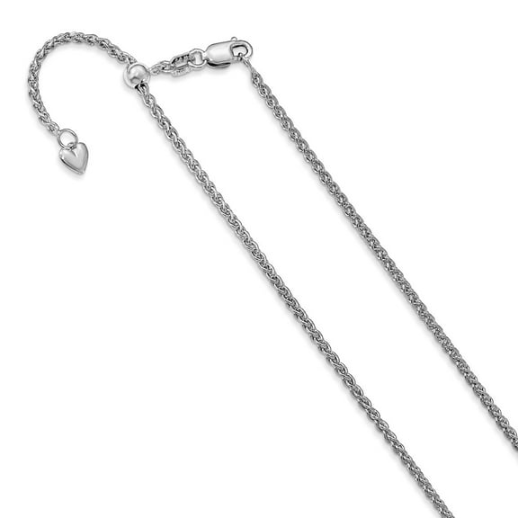 Leslie's Real 14kt White Gold Adjustable 1.6mm Semi-solid Spiga Chain; 22 inch; for Adults and Teens; for Women and Men
