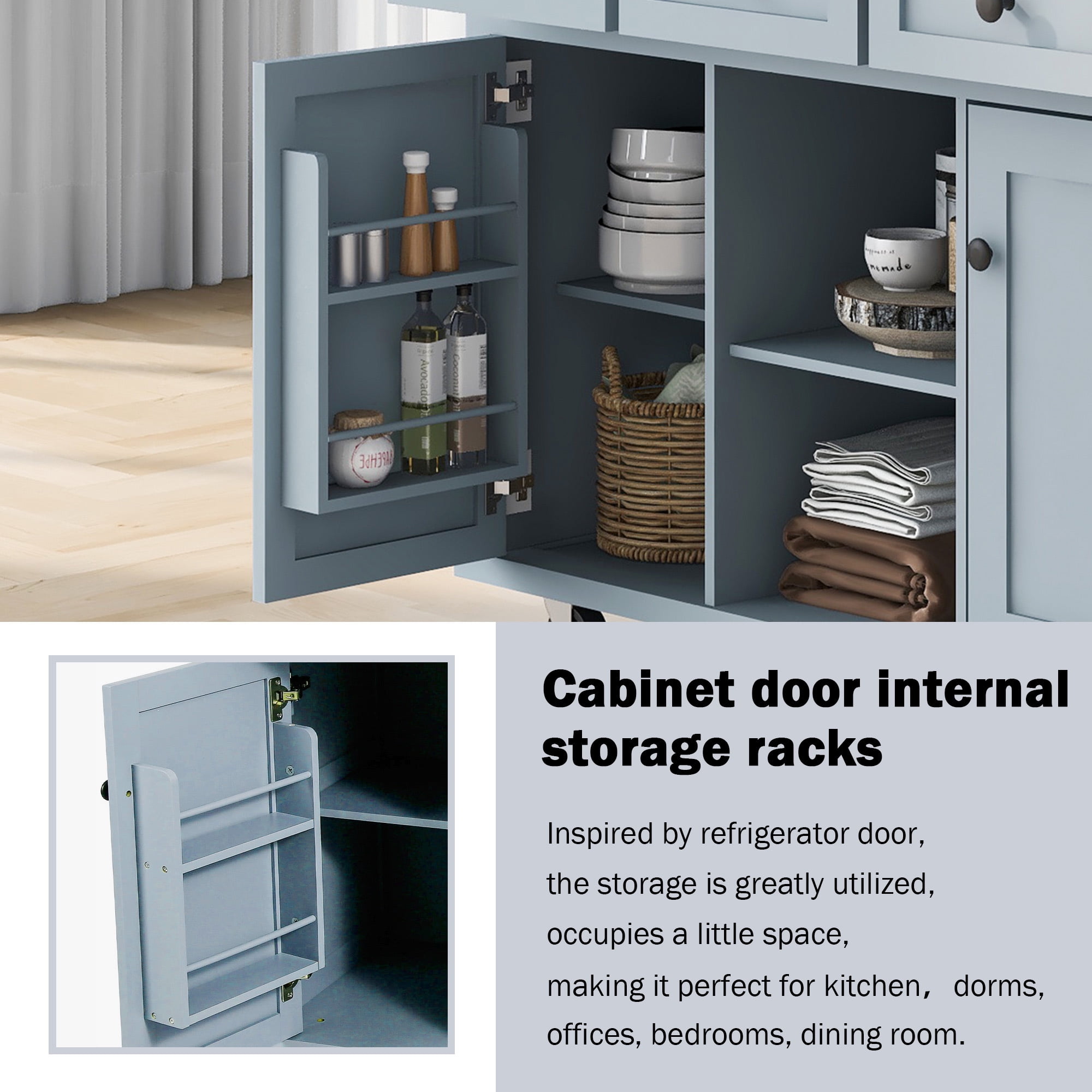 Chords Attic Kitchen Island with Storage, Moveable Kitchen Storage Cart with Drop Leaf, Drawers and Shelves for Dining Room