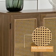thumbnail image 5 of Boho Wooden 3-Door Sideboard Buffet with Rattan Doors Storage Cabinet Walnut, 5 of 10