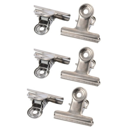 Steel Spring Clips - Household Steel Spring Loaded Paper File Stationary Bulldog Clips Clamps 6pcs