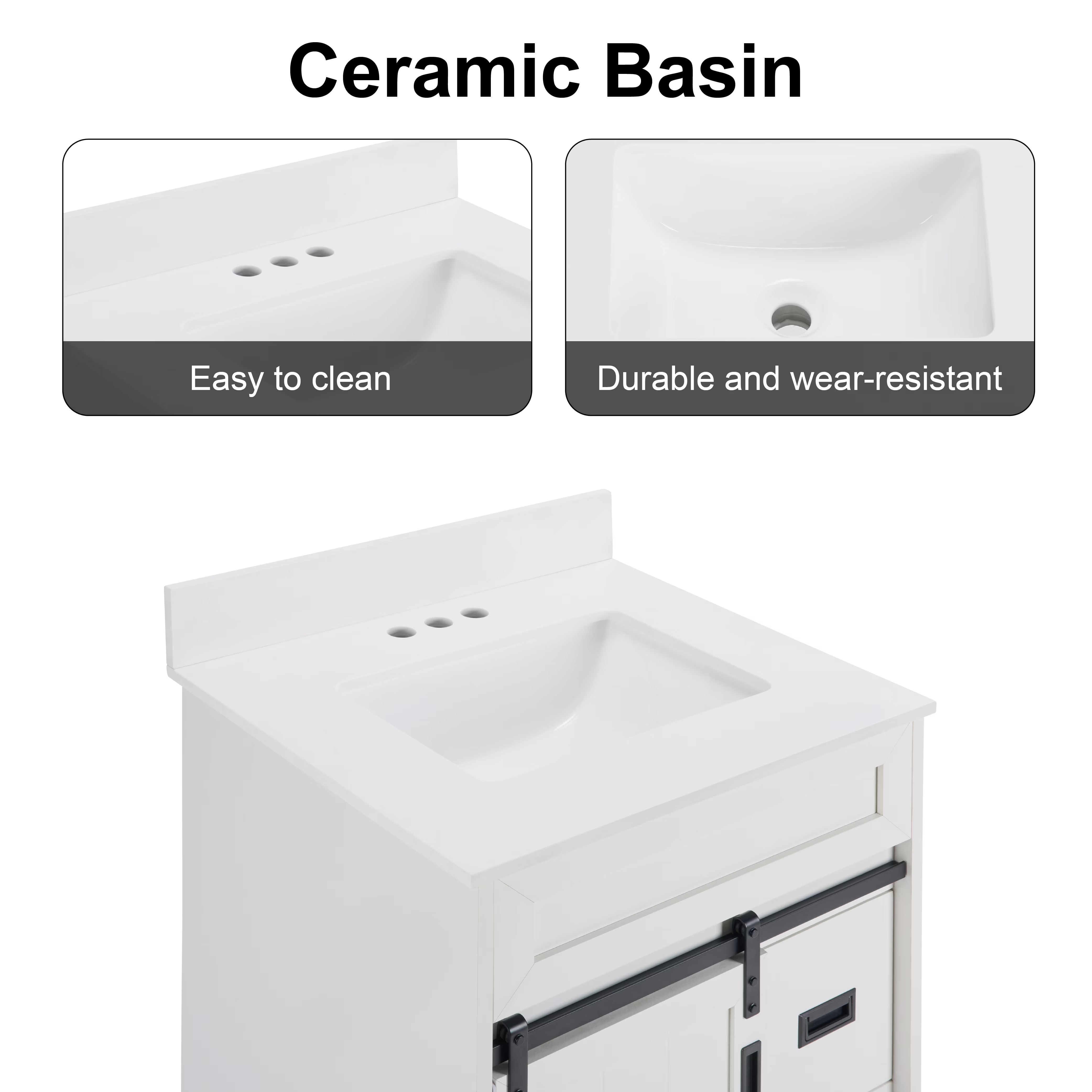 MAYEERTY 24" Narrow Bathroom Vanity with Sink, Bathroom Sink Cabinet with Storage for Small Apartment Small Space, White