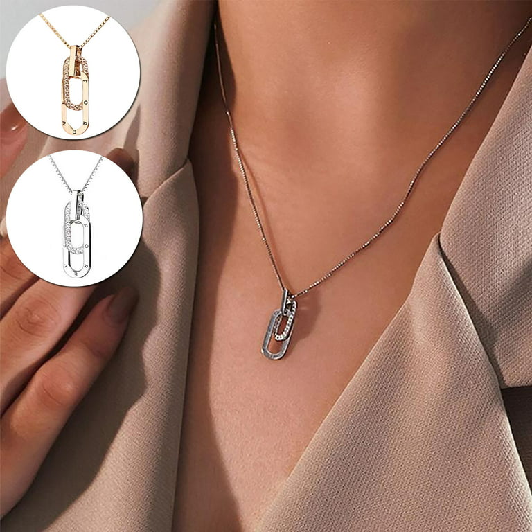 Pompotops Personalized Initial Necklaces Forever Linked Together Necklace  Letters Paper Clip Interlocked Necklace Birthday Anniversary Jewelry Gift  for Women Girls 