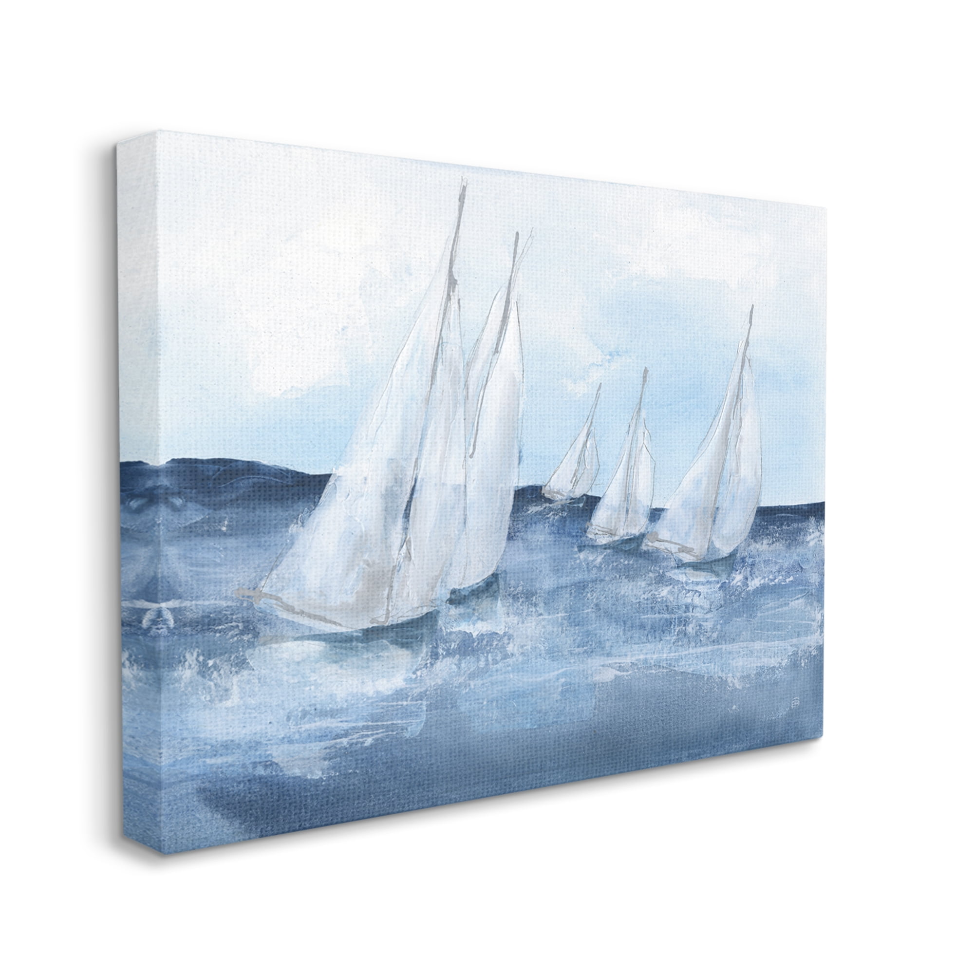 Stupell Industries White Sailboats Coasting Ocean Waters Blue Tide, 48 x 36,Design by Chris Paschke