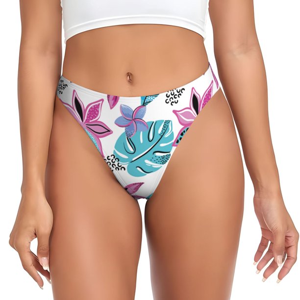 Balery Hawaiian Style Tangas de Algodón para Mujer con Estampado – Ropa Interior Sexy, Transpirable, G-string-XX-Large