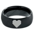 thumbnail image 2 of Tungsten Gamer Heart Band Ring 8mm Men Women Comfort Fit Black Dome Brushed Polished Size 5, 2 of 4
