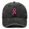 thumbnail image 4 of Cancer Awareness Hat Unisex Solid Adjustable Ribbon Embroidered Denim Baseball Caps, 4 of 8