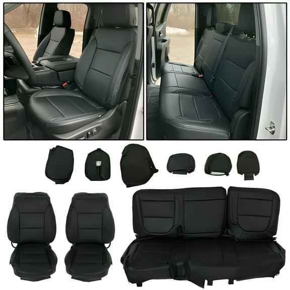 Ecotric CP-028 Black, Artificial Leather, UV-Resistant, Waterproof, Front Rear Seat Covers, 2 Pieces