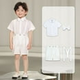 thumbnail image 2 of Plebaso Boys Suits 3 Piece Formal Dress Shirts Suspender Shorts Bowtie Summer Wedding Outfits for Kids, 2 of 7