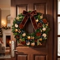 thumbnail image 2 of Kokovifyves 40cm Christmas Wreath for Front Door, 16"Holiday Artificial Garland with Red Bows, Shiny Ball Ornaments and Pine Cones for Indoor Outdoor Home Wall, 2 of 8