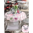 thumbnail image 4 of Spring Easter Outdoor Tablecloth - 54 Inch Round Dining Table Cover, Cute Rabbits Ears Bow Daisy Floral Pink Plaid Waterproof Outdoor Table Cloth with Umbrella Hole & Zipper for Picnic/Patio/Party, 4 of 7