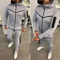 thumbnail image 3 of guisaled Mens Sweatsuit 2 Pieces Set Casual Jogging Athletic Hooded Tracksuit Full Zip Color Blocks Long Sleeve Jogging Outfits, 3 of 5