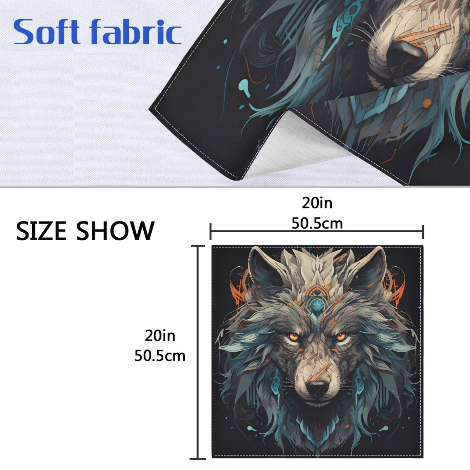 JSTEL King Of Wolf Cloth Napkins Set of 6, 20x20 Inch Washable and Reusable Napkin for Decoupage Dinner Party Everyday Use