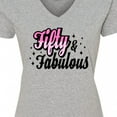 thumbnail image 4 of Inktastic Fifty & Fabulous Women's V-Neck T-Shirt, 4 of 5
