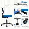 thumbnail image 5 of Armless Desk Chairs, Ergonomic Low Back Computer Chair No Arms, Adjustable Rolling Mesh Task Work Swivel Chairs with Wheels Work Vanity Chair for Small Spaces Home Bedroom Study, Blue, 5 of 14
