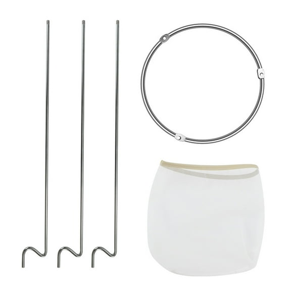 Primegos Stainless Steel Jelly Strainer Stand with Nylon Reusable Filter Bag Stable Triangular Design Kitchen Filter Holder for Nut Milk Juices Cheese Yogurt Broth