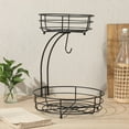 thumbnail image 3 of Gibson Home Two-Tier Fruit Basket with Banana Hanger – Black Metal Countertop Produce Stand – Kitchen Storage Organizer for Apples, Oranges, Bananas – Durable Iron Wire Frame, 3 of 8