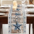 thumbnail image 3 of Table Runners 48 Inches Long Dress Scarves, Texas Star Rustic Farmhouse Kitchen/Dining Table Runner, Short Coffee Tablerunners, Country Blue Berry Brown Wooden Plank 13x48 Inch, 3 of 9