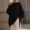 thumbnail image 4 of Vivianyo HD Women's Crew Neck Oversized Knit Tunic Sweater, Batwing Long Sleeve Loose Fit Pullover For Women, Fall Winter Longline Top for Brunch Meetings and City Walks, Size S-3XL, 4 of 7