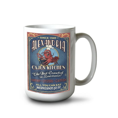 

15 fl oz Ceramic Mug Alexandria Louisiana Cajun Kitchen Crawfish Vintage Sign Dishwasher & Microwave Safe