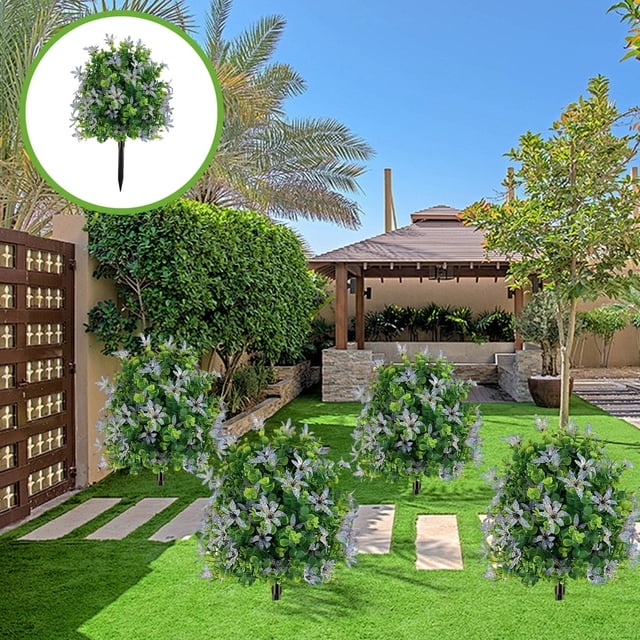Planta artificial de eucalipto Seplovoe con estaca para suelo - 55 cm (21,65") Flor artificial multicolor de plástico PE para decoración de jardín, patio o balcón