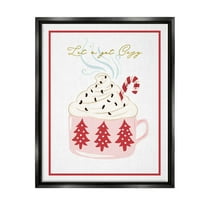 Stupell Industries Let's Get Cozy Pink Cocoa Graphic Art Jet Black Floating Framed Canvas Print Wall Art, Design by The Saturday Evening Post