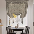 thumbnail image 3 of Beige Boho Balloon Curtains 63 Inch Length for Living Room/Bedroom, Vintage Floral Abstract Art Ethic Tribe Rod Pocket Privacy Door Curtains Decorative Tie Up Shade for Window 52"x63", 3 of 8