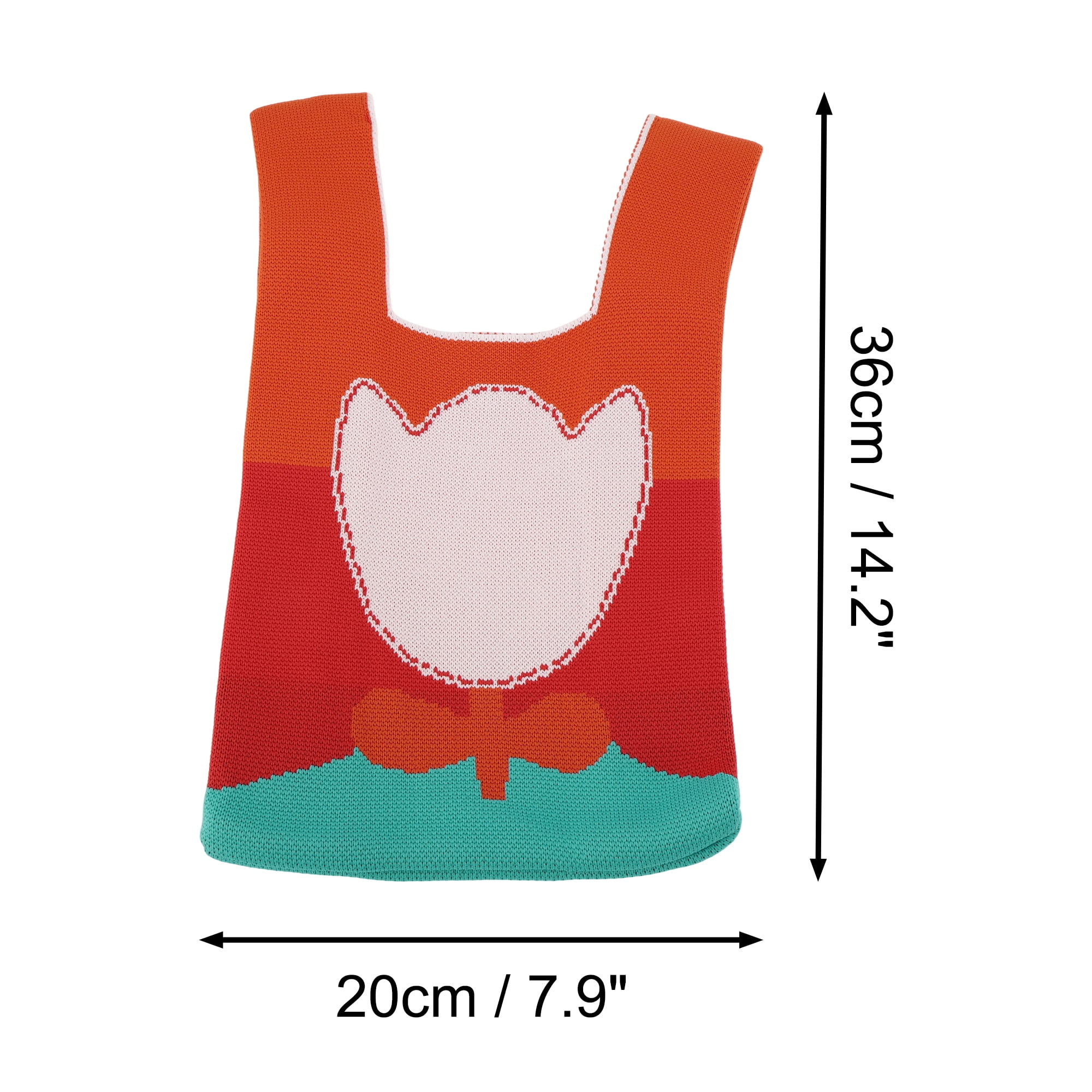 Unique Bargains Flowers Knitted Wrist Bag for Everyday Use and Special Occasions Red