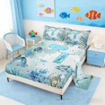 thumbnail image 2 of Manfei Watercolor Underwater Letter T Axolotl Sea Turtle Queen Sheet Sets for Kids Boys and Girls, Nautical Alphabet Print Bed Set 4-Piece, 1 Flat Sheet, 1 Fitted Sheet and 2 Pillowcases, 2 of 6