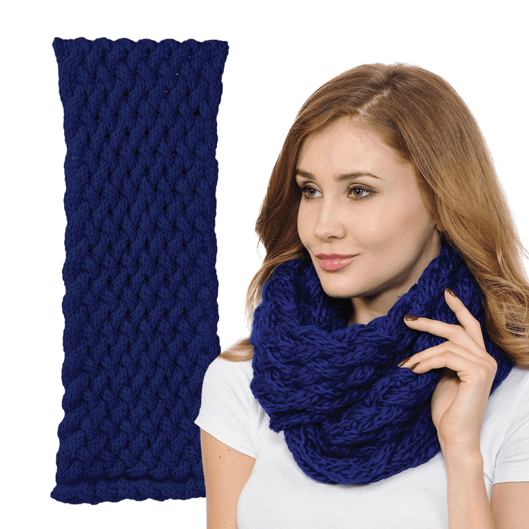 Cashmere Merino Scarf - Cable Knit - Soft Warm Scarf - Navy Blue