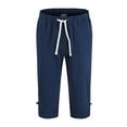thumbnail image 3 of Mens Cargo Joggers Pants Casual Drawstring Waist Trousers Tapered Lightweight Pants Men Casual Fashion Drawstring Solid Color Cotton And Linen Points Pants Navy 2XL, 3 of 9