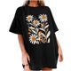 thumbnail image 1 of Faldas Cortas para Mujeres, Impresión de Flores Casual Oversized Camiseta de Manga Corta Top Hecho de 95% Poliéster 5% Spandex para Primavera Verano, Falda Corta de Verano, 1 of 7