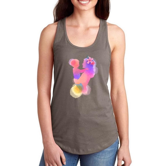 Mom Child Watercolor Art Racerback Tank Women -Image by Shutterstock, Female Large