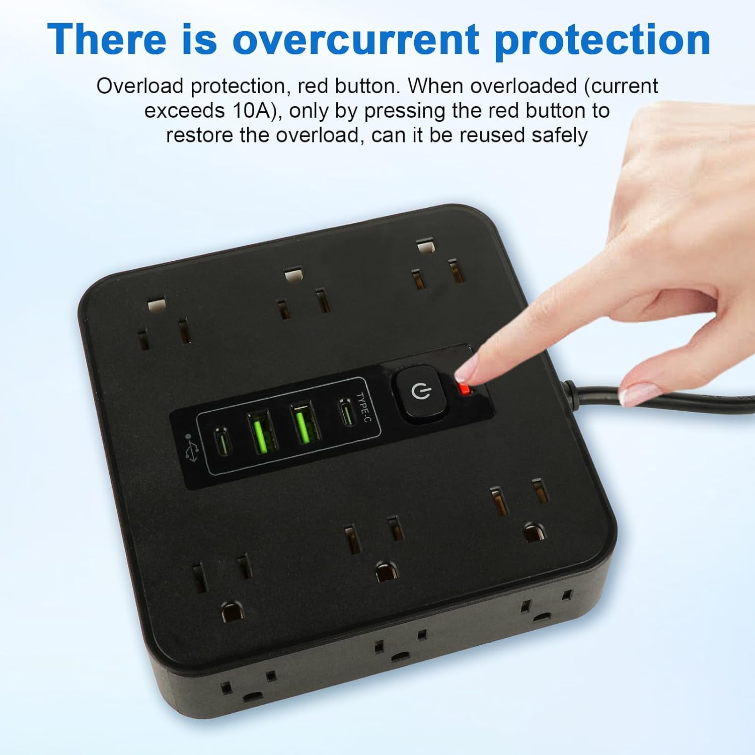 16-in-1 Power Strip with Switch & Surge Protection, 6.5FT Flat Plug Power Strip Surge Protector with 12 Outlets 2 USB & 2 Type-C Ports for Home Office