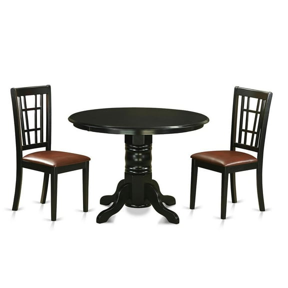 East West Furniture Shelton 3-piece Traditional Wood Dining Room Set in Black